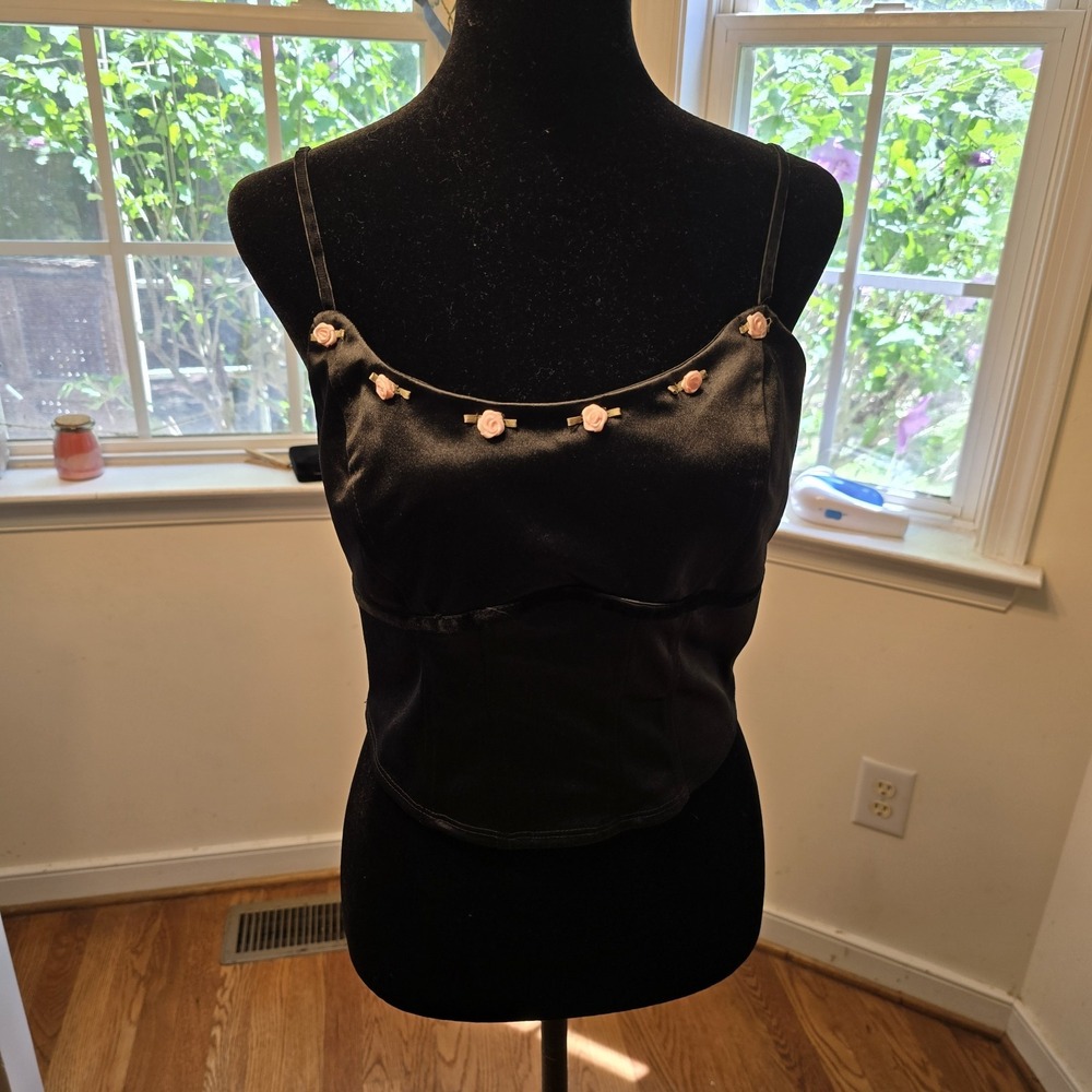 Wild Fable Black Corset‎ Top With Flowers Size Womens Size Medium NWT